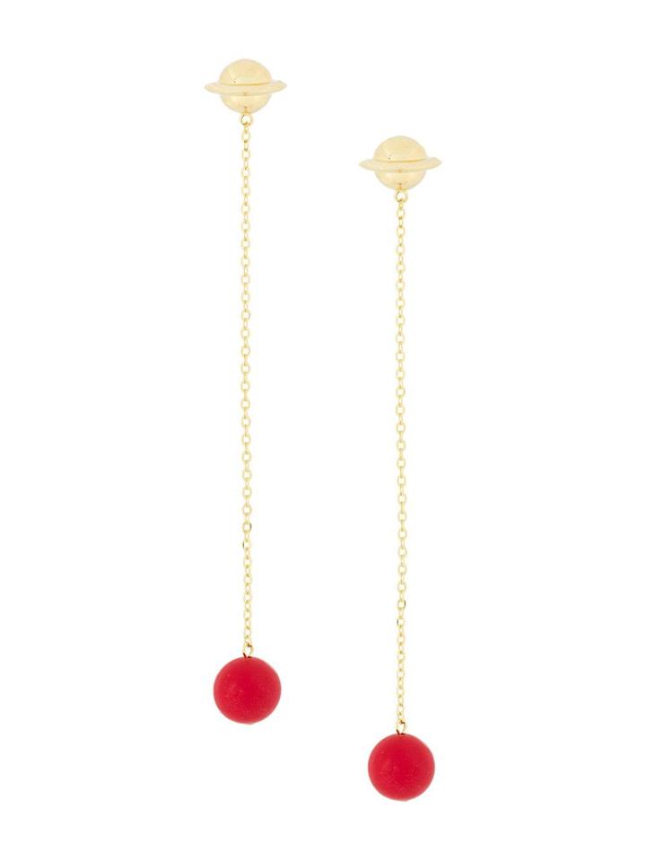 Eshvi Astro Coral Stone Earrings - Metallic