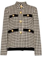 Gucci Button-embellished Houndstooth Wool Jacket - Multicolour