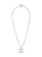 Chanel Vintage Turnlock Pendant Necklace - Metallic
