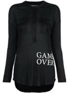 Thomas Wylde Game Over Printed Top - Black