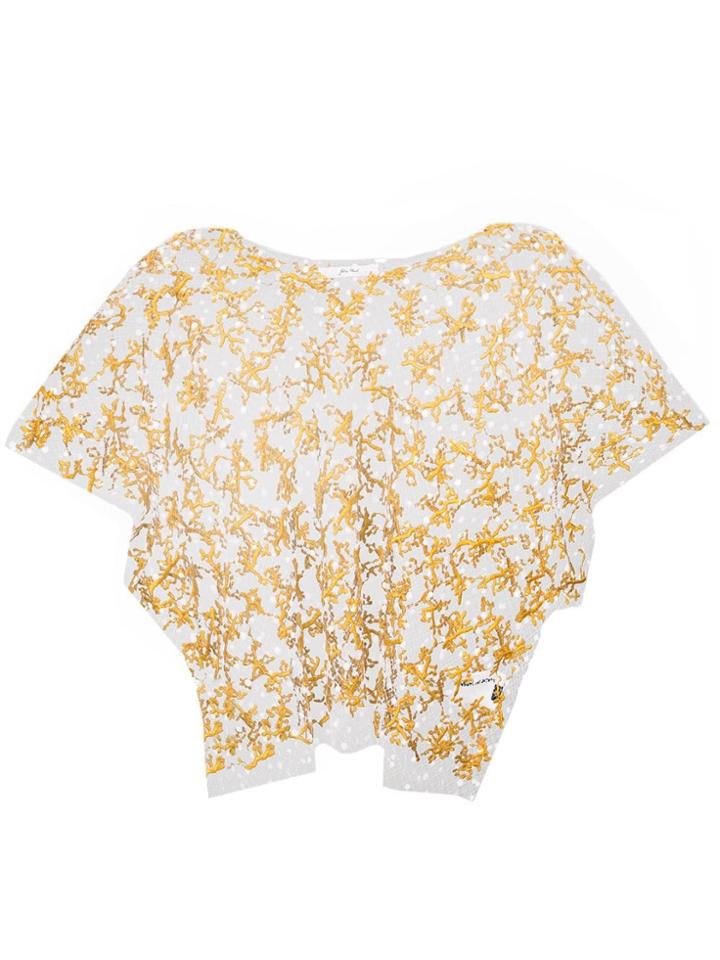 Julien David Sheer Embroidered T-shirt - Yellow