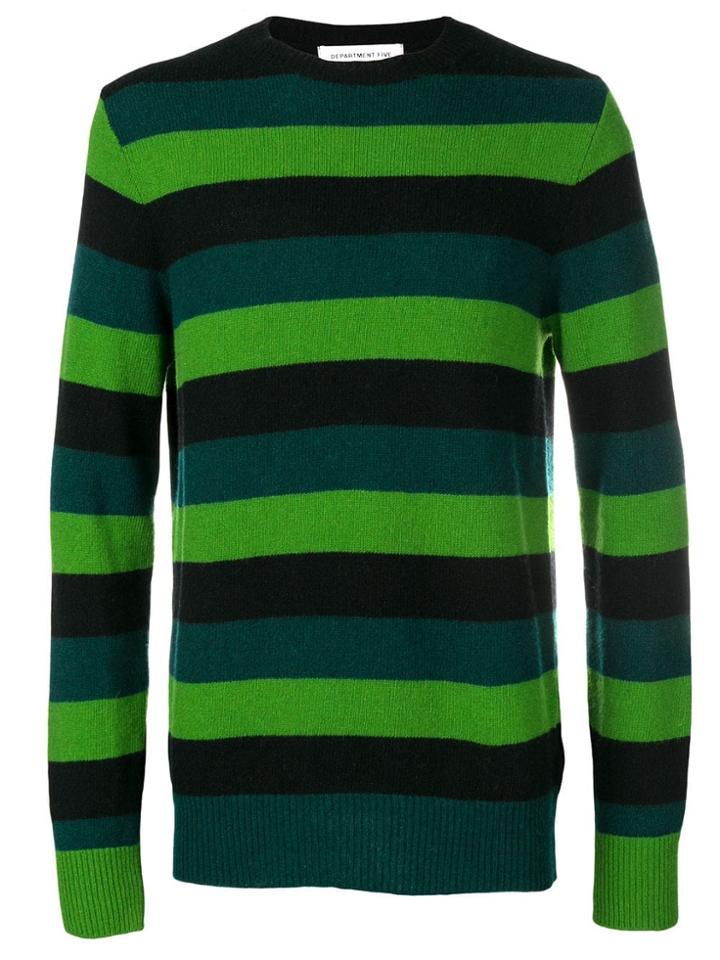 Department 5 Crew Neck Striped Jumper - Green