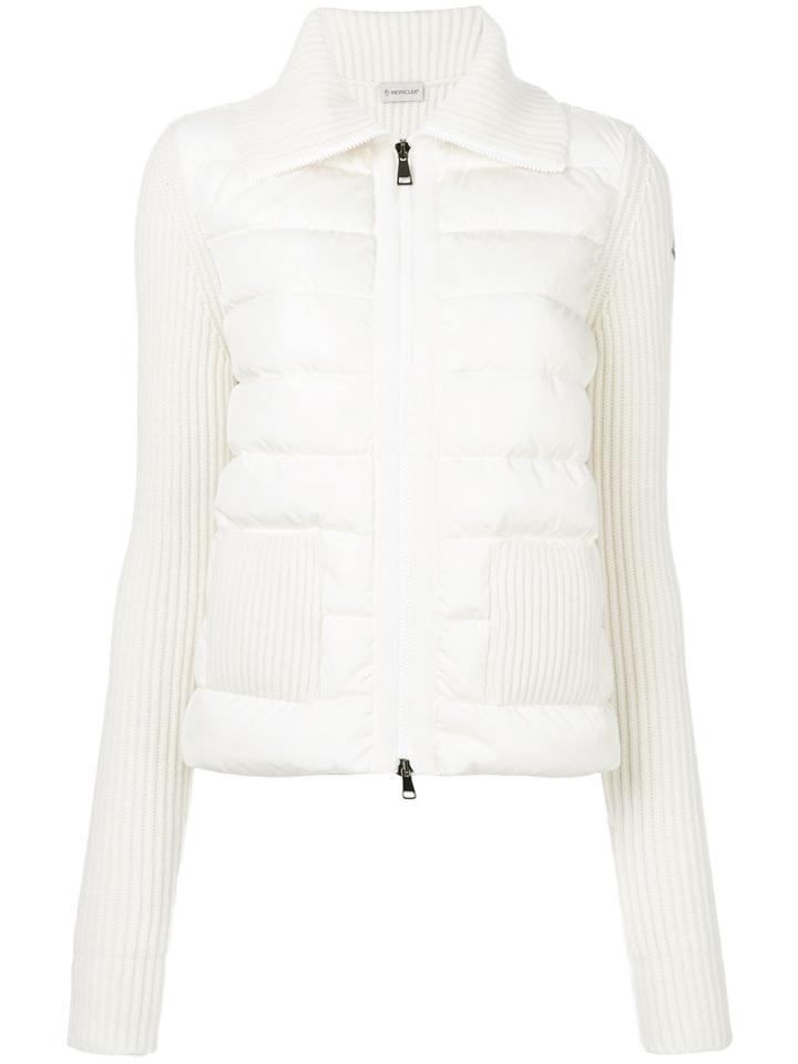 Moncler - Ribbed Detail Padded Jacket - Women - Polyamide/wool/cashmere/feather - S, White, Polyamide/wool/cashmere/feather