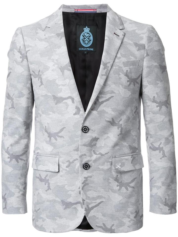 Guild Prime Camouflage Single Breasted Blazer, Men's, Size: 1, Grey, Cotton