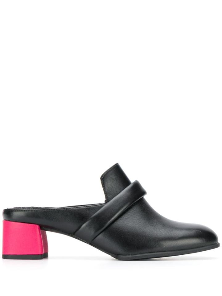 Camper Contrast Block Heel Loafers - Black