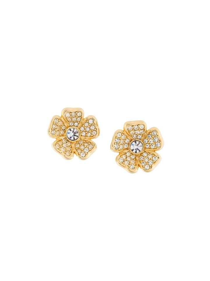 Susan Caplan Vintage Joan Rivers Crystal Earrings - Metallic