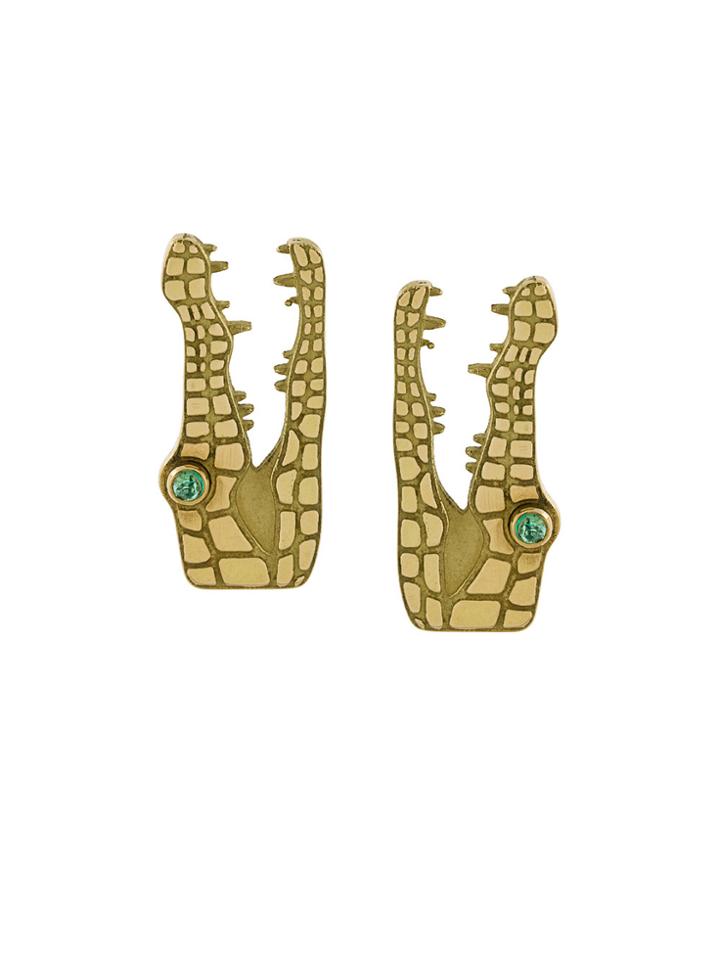 Marc Alary 18kt Gold Crocodile Earrings - Yellow & Orange