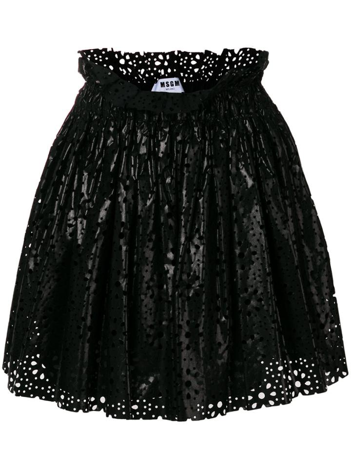 Msgm Laser-cut Full Skirt - Black