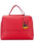 Orciani Fringed Detail Tote, Women's, Red, Leather