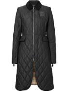 Burberry Monogram Motif Quilted Riding Coat - Black