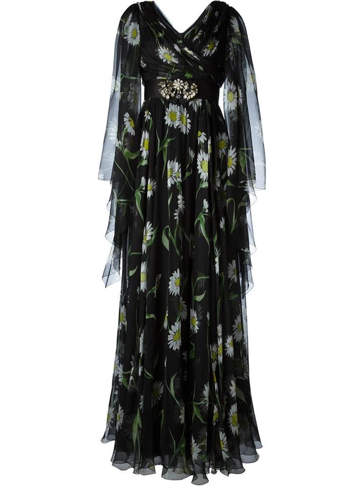 Dolce & Gabbana Draped Floral Print Gown