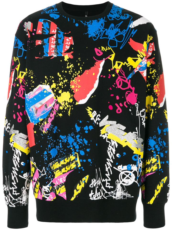 Versus Scribble Print Sweatshirt - Black