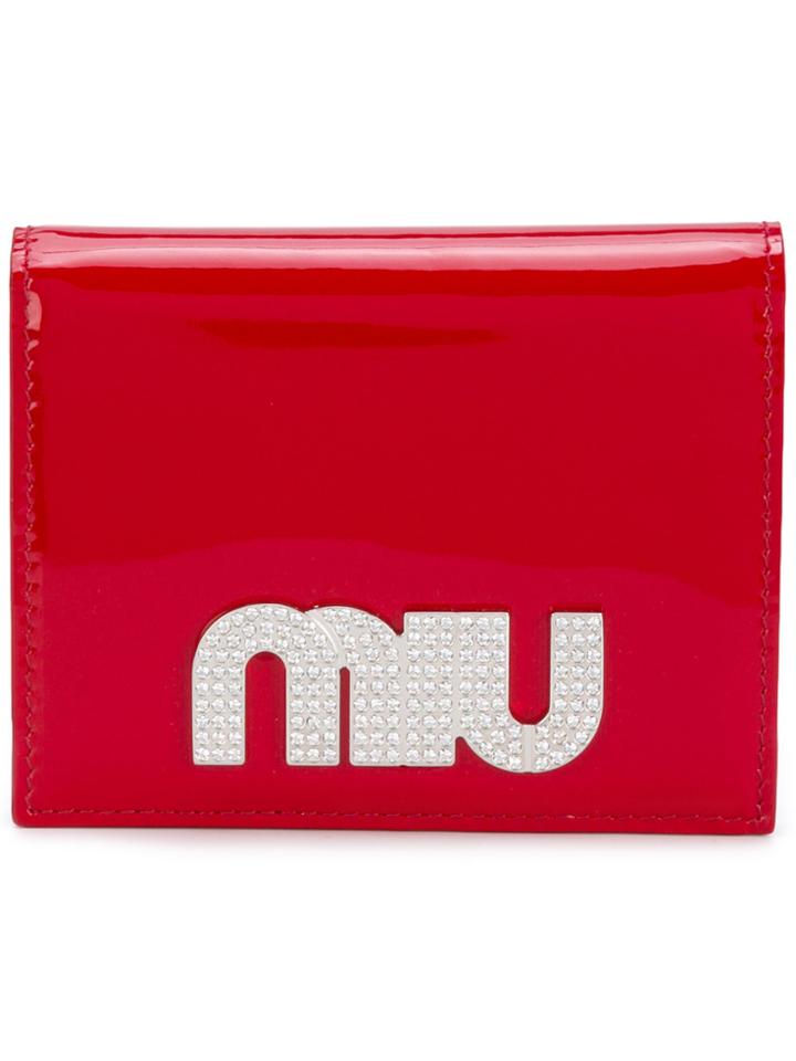 Miu Miu Logo Flap Wallet - Red