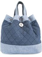 Chanel Vintage Quilted 2way Chain Backpack Hand Bag - Blue