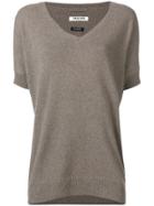 Max & Moi Short-sleeve V-neck Sweater - Brown