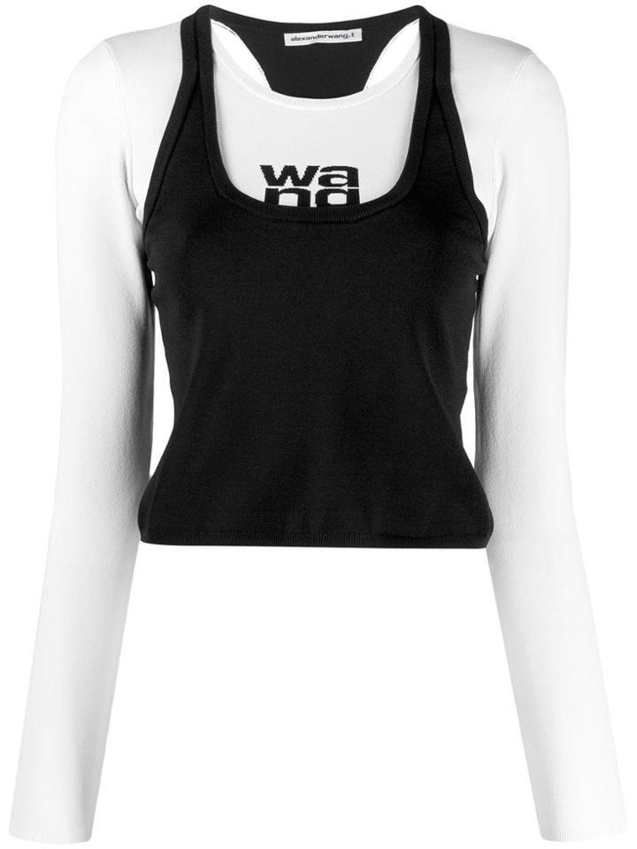 T By Alexander Wang Layered Logo Top - Black