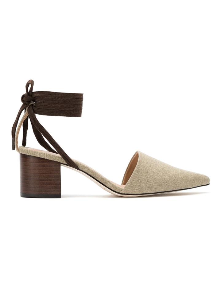 Egrey Lace Up Detail Linen Pumps - Black
