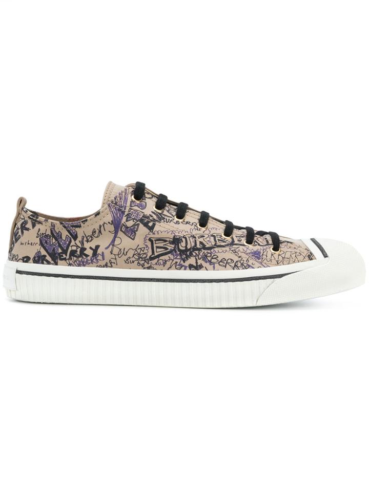 Burberry Designer Print Sneakers - Nude & Neutrals