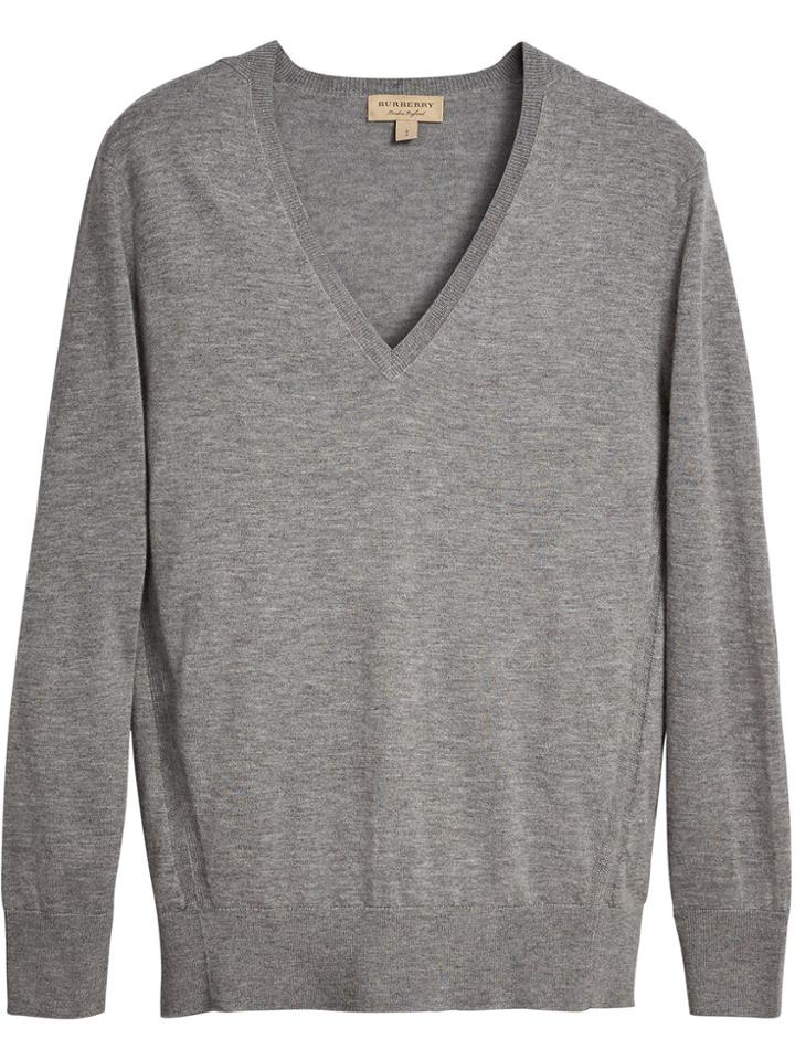 Burberry Check Elbow Patch Jumper - Grey