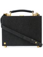 Thom Browne Mini Attache With Shoulder Strap In Pebble Grain - Black