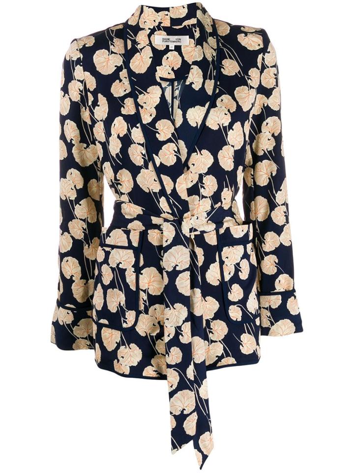 Dvf Diane Von Furstenberg Leaf Print Wrap Jacket - Blue