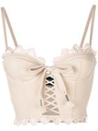 Puma - Scalloped Hem Corset Top - Women - Nylon/spandex/elastane/viscose - Xs, Nude/neutrals, Nylon/spandex/elastane/viscose