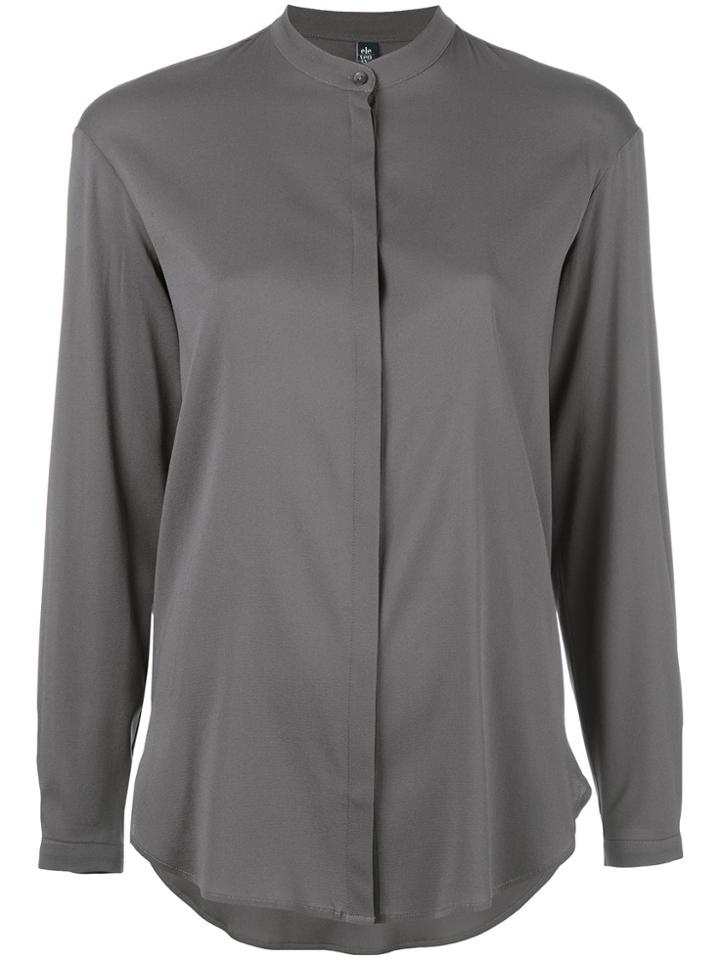 Eleventy Band Collar Shirt - Grey