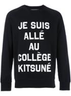 Maison Kitsuné 'je Suis Allé Au Collège' Print Sweatshirt, Men's, Size: Medium, Black, Cotton