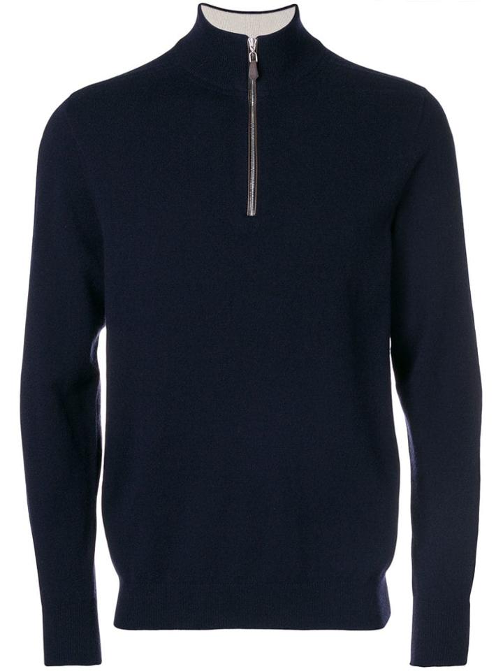 N.peal Stripe Half Zip Jumper - Blue