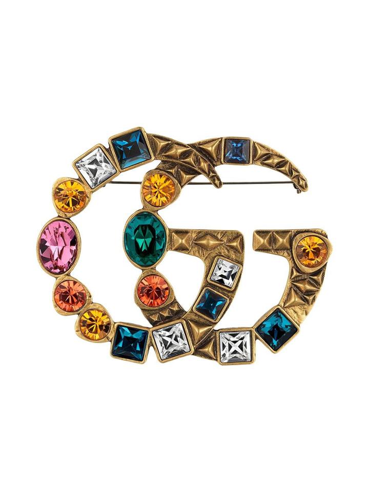 Gucci Crystal Double G Brooch - Multicolour