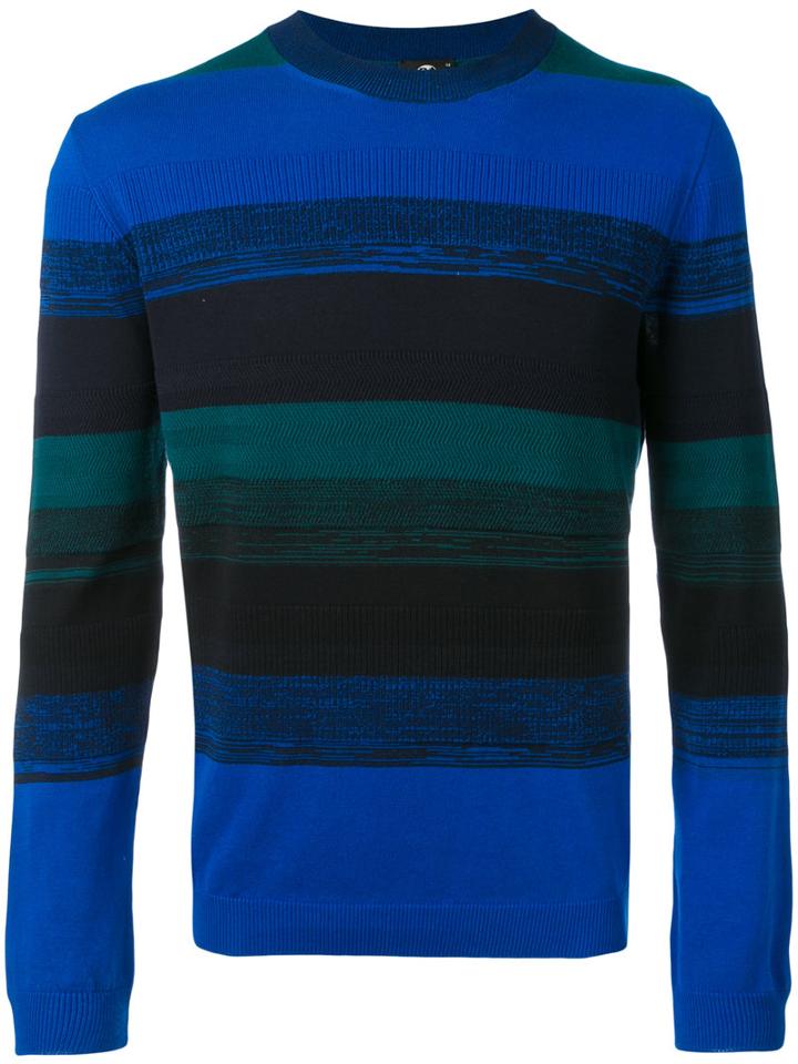 Ps By Paul Smith - Stripe Panel Jumper - Men - Cotton - M, Blue, Cotton