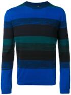 Ps By Paul Smith - Stripe Panel Jumper - Men - Cotton - M, Blue, Cotton