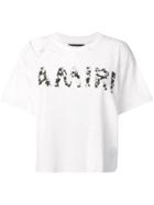 Amiri Ripped Basket Mesh Logo Tee - White