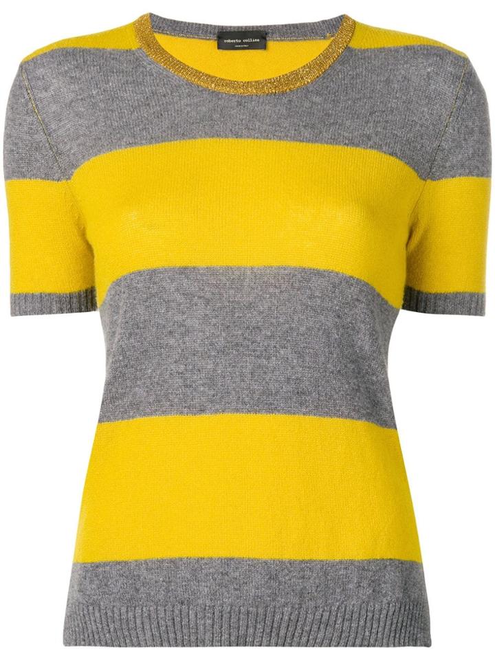 Roberto Collina Striped Knitted Top - Grey