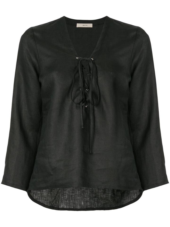 Matin Lace Up Top - Black