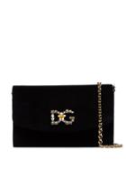 Dolce & Gabbana Crystal Logo Crossbody Bag - Black