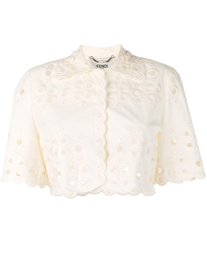 Fendi Broderie Anglaise Cropped Shirt - Neutrals