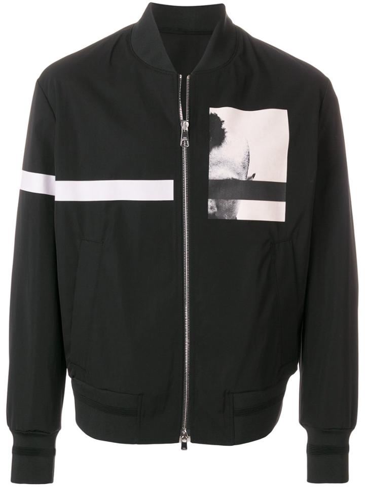 Neil Barrett Graphic Print Bomber Jacket - Black