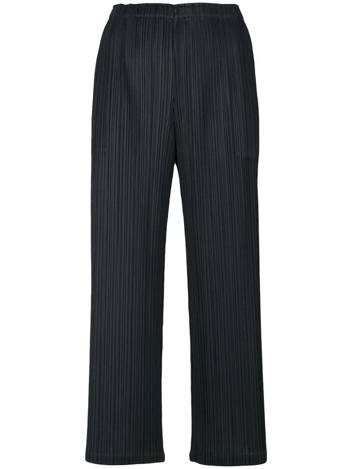 Pleats Please By Issey Miyake - Cropped Pleated Trousers - Women - Polyester - 2, Blue, Polyester