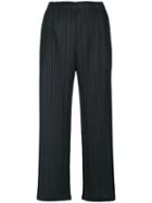 Pleats Please By Issey Miyake - Cropped Pleated Trousers - Women - Polyester - 2, Blue, Polyester