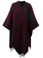 Alexander Mcqueen Tartan Poncho, Women's, Red, Wool