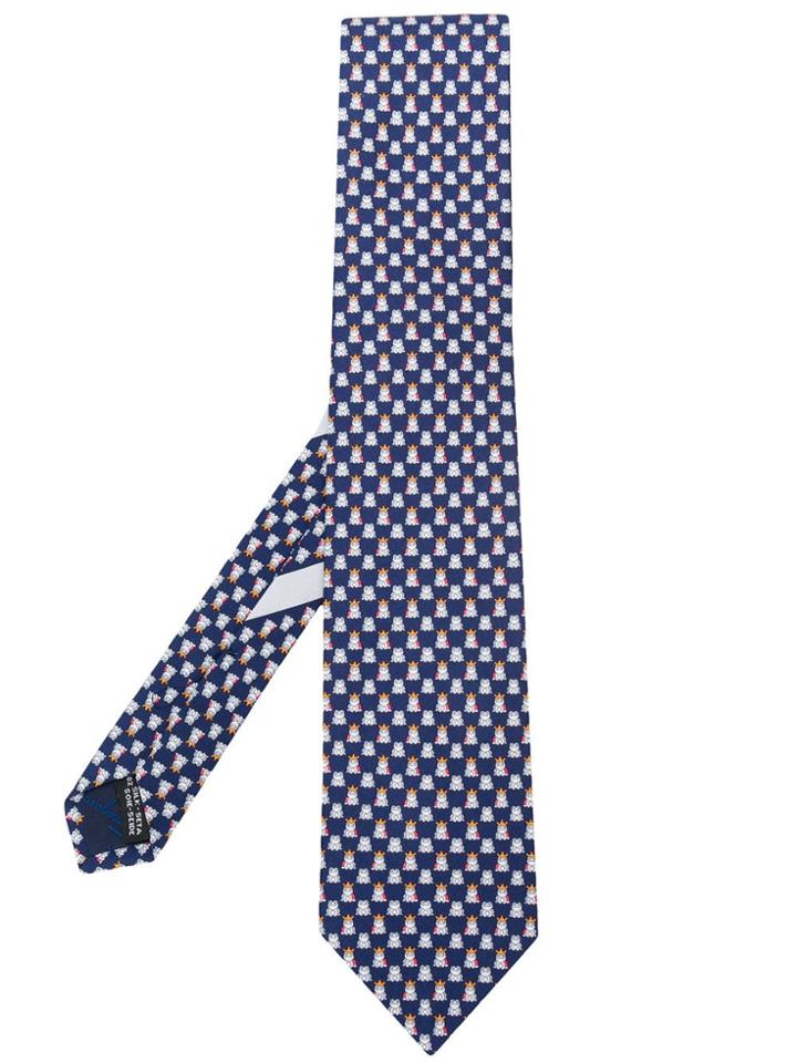 Salvatore Ferragamo Frog Print Tie - Blue