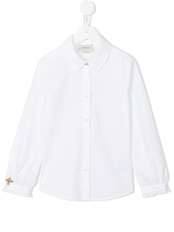 Gucci Kids Poplin Shirt With Bee, Size: 6 Yrs, White