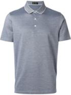 Corneliani Contrast Collar Trim Polo Shirt, Men's, Size: 48, Blue, Cotton/silk