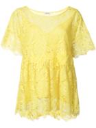 P.a.r.o.s.h. - Lace Blouse - Women - Polyester - Xs, Yellow/orange, Polyester