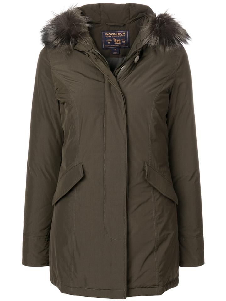 Woolrich Parka With Fox Fur Trim Hood - Green