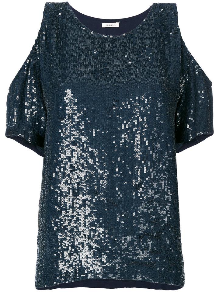 P.a.r.o.s.h. - Gughi Sequined Top - Women - Viscose/pvc - Xs, Blue, Viscose/pvc