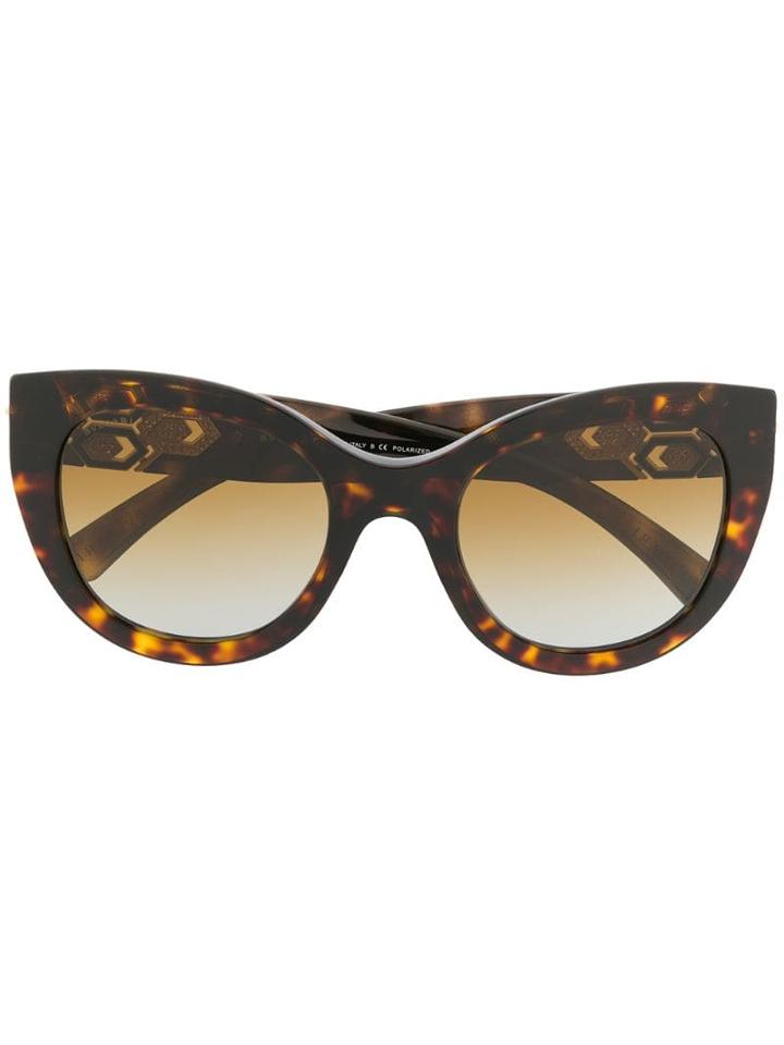 Bulgari Serpenti Enamel Crystals Sunglasses - Brown