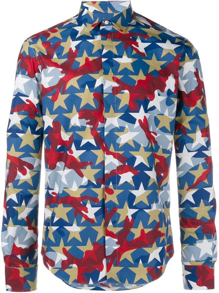 Valentino 'camustars' Long Sleeved Shirt, Men's, Size: 40, White, Cotton