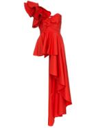 Johanna Ortiz Paso Doble Asymmetric Ruffled Top - Red